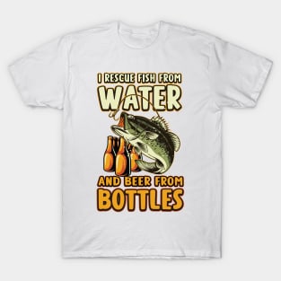 I Rescue Fish From Water And Beer From Bottles Funny Fishing T-Shirt